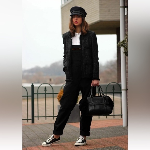 ZARA Woman Black Tweed Wool Blend Structured Woven Fringe Blazer with pockets XS - Picture 16 of 16